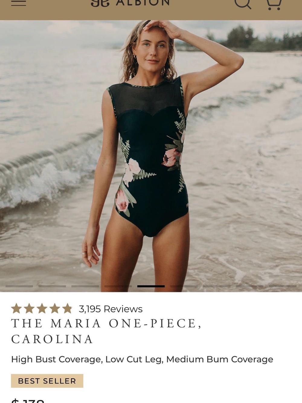 Albion Black One-Piece Swimsuit with Pink Floral Print